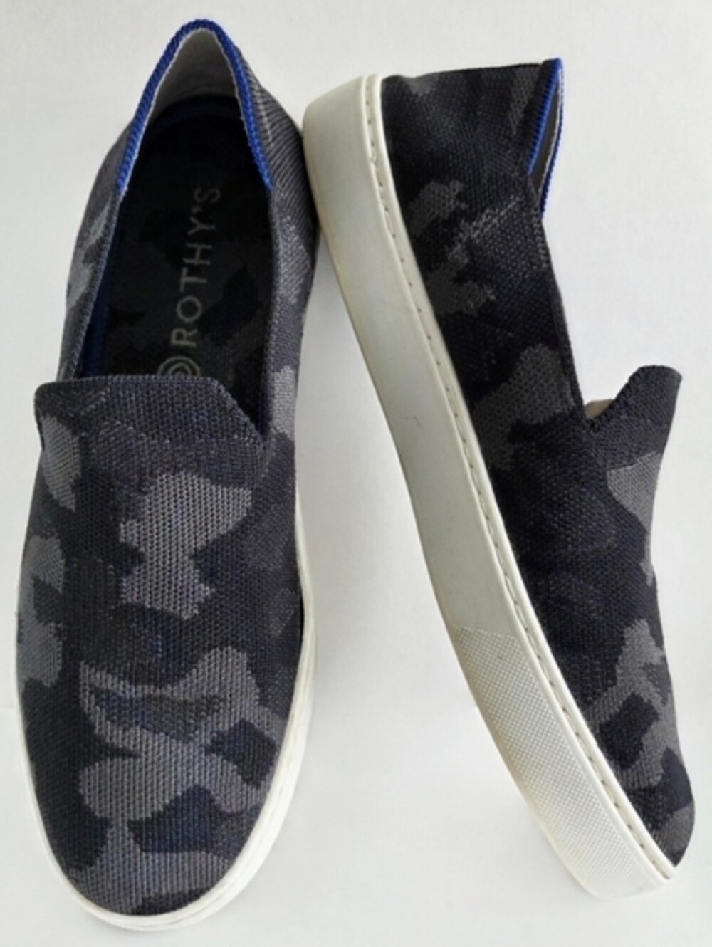 Rothy's Camo Pattern Slip-On Sneakers, Gray & Black Size 9